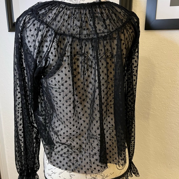 Zara Sheer Cross Flap White Long Sleeve Blouse
